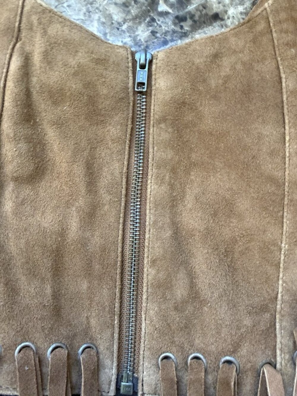 Free People Leather Fringe Tank Top Brown Goat Suede Western Boho Size M NWT - Picture 13 of 13